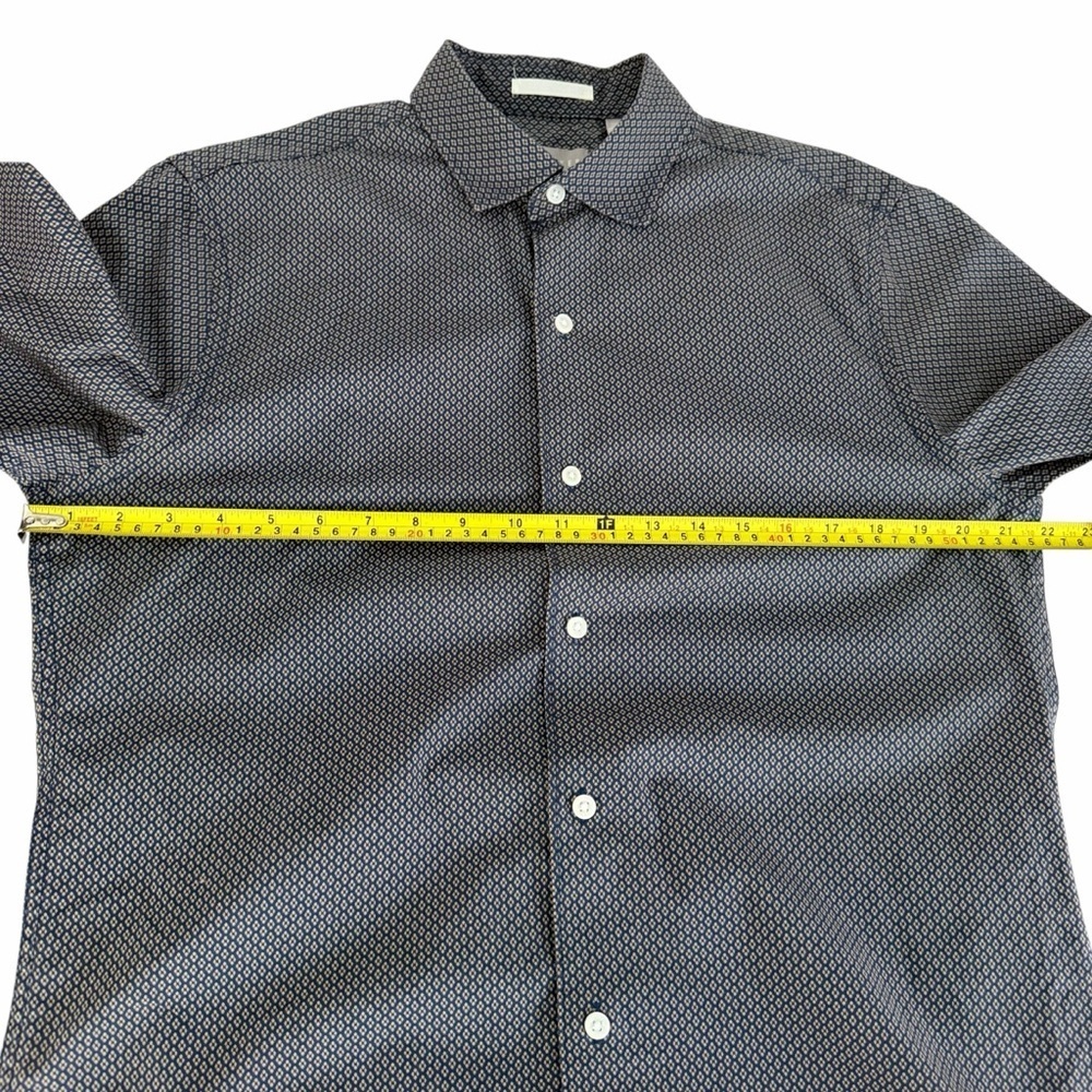 TED BAKER Blue Geometric Print Button Down Shirt Stretch Cotton m - Picture 14 of 15